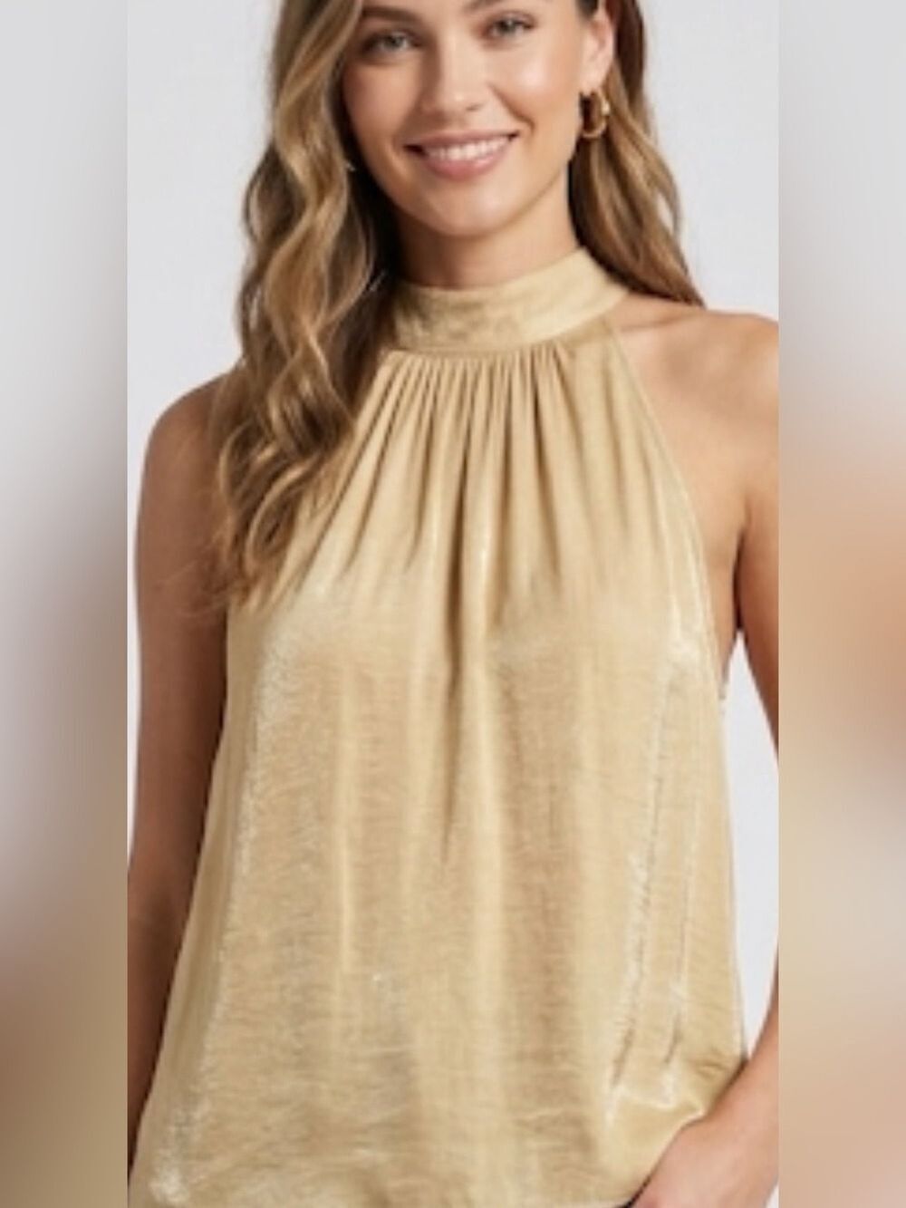 Joie Beige Sleeveless High-Neck Top Minimalist Workwear Blouse Size Medium